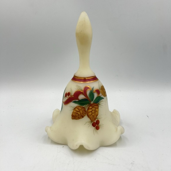 VTG Fenton "Golden Pinecone" Satin Glass Bell | Hand Painted & Signed A. Farley - Picture 1 of 6